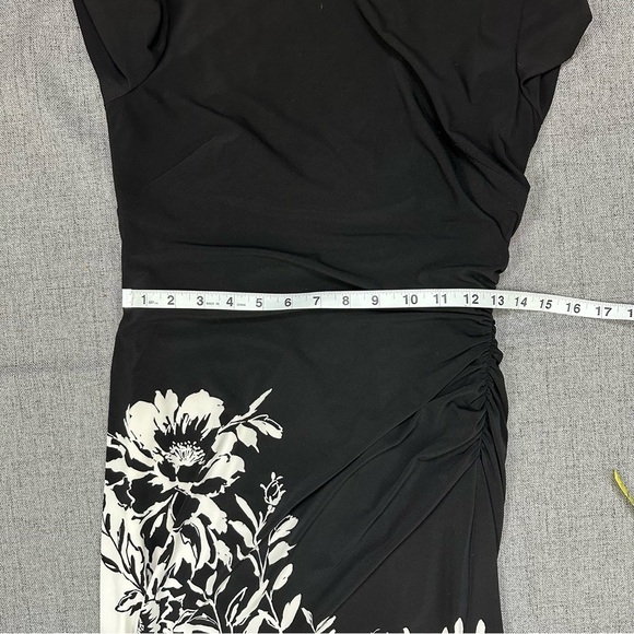 Lauren Ralph Lauren Black and White Side Ruched Dress Women's Size 4P - Picture 14 of 14